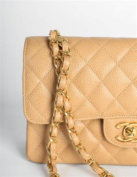 chanel doble flap beige caviar handbag|CHANEL.